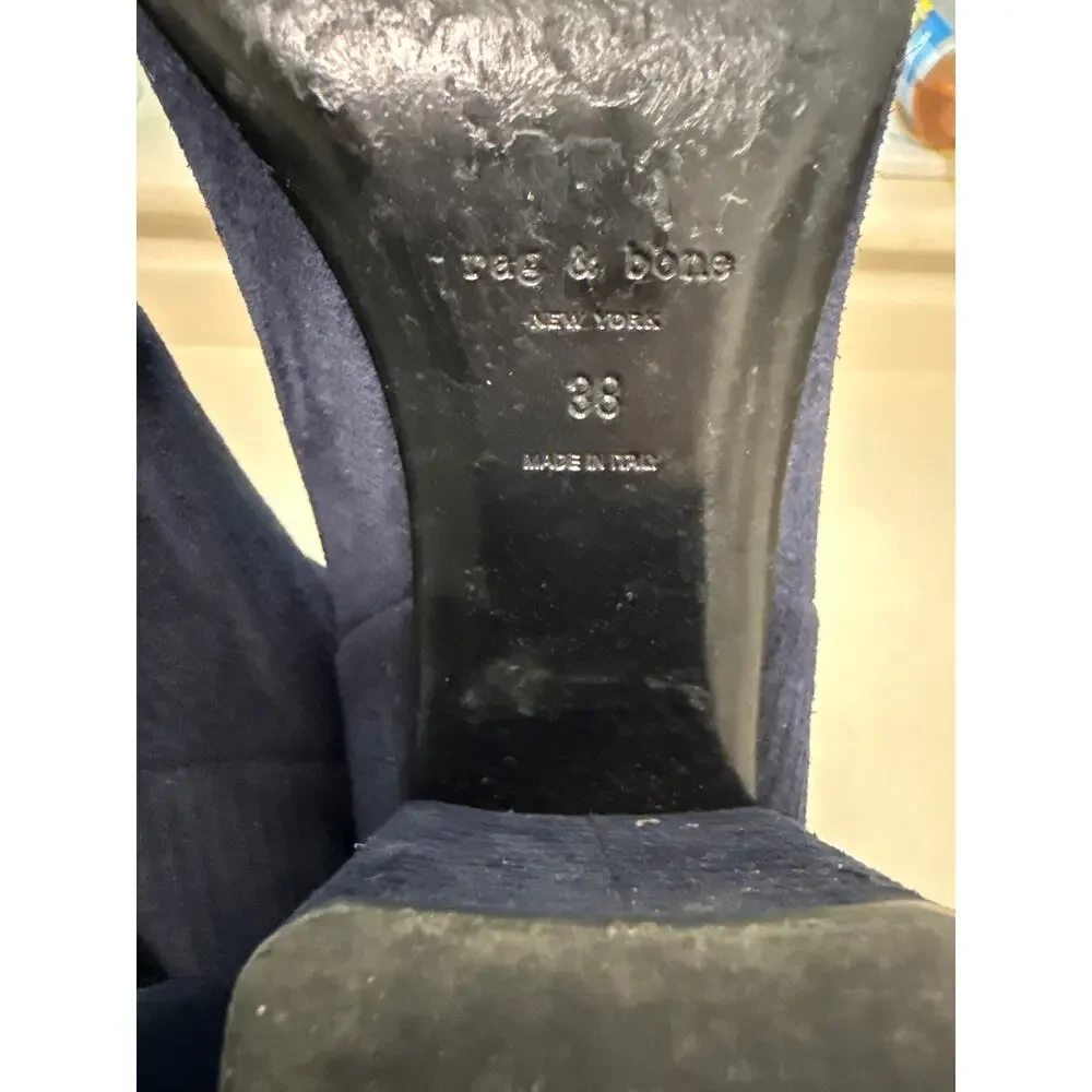 Rag & Bone Drea Navy Corduroy Block Heel Ankle Booties Indie Sleeze Size 8